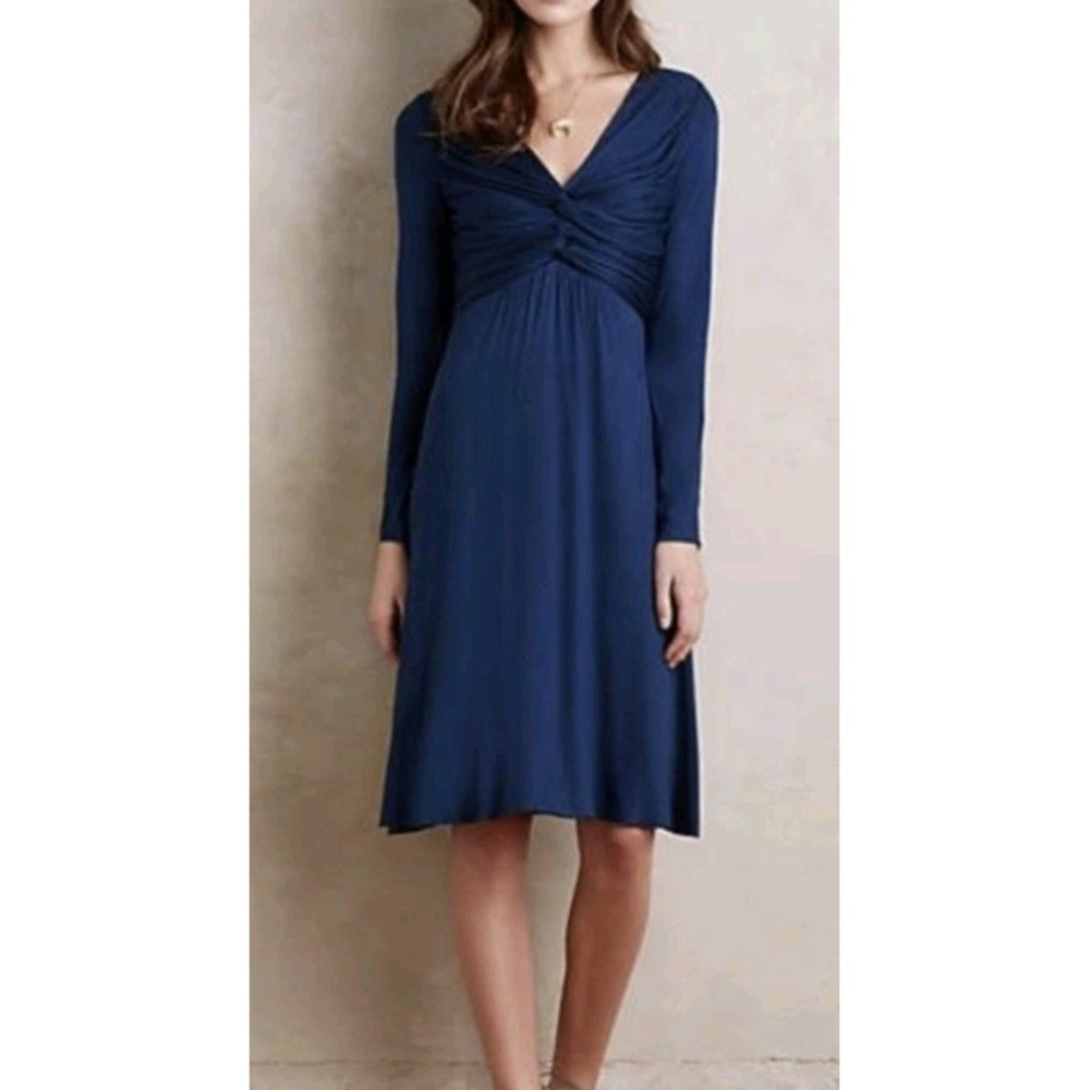 New Bailey 44 Long Sleeve Ruched Pullover Dress Women M Cocktail Elegant Rayon